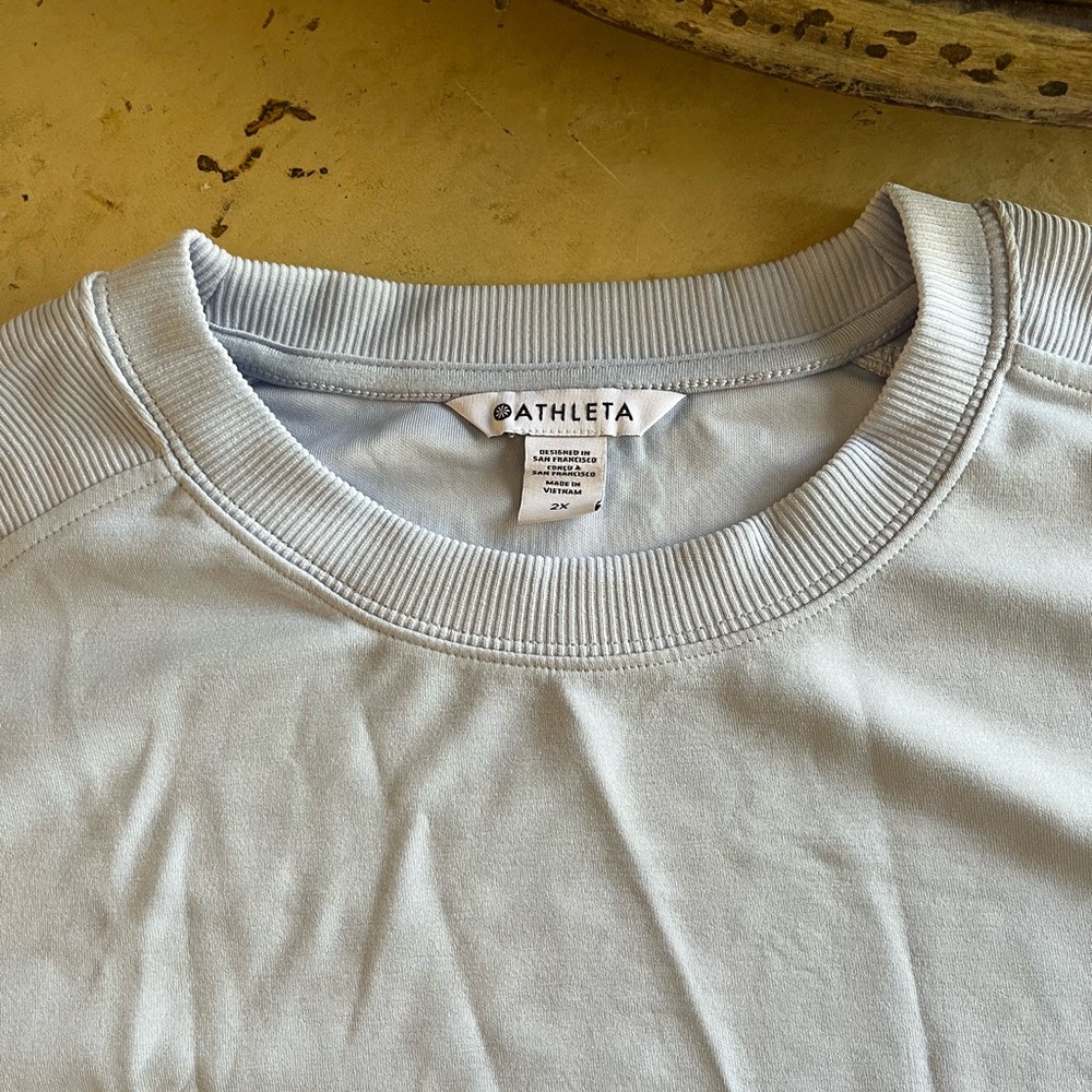 NWT Athleta Light Gray Ribbed crop top long sleeve - Picture 2 of 6